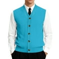 thumbnail image 2 of Resicozy Men's Knit Sweater Vest Solid Color V-Neck Button Down Sleeveless Cardigan Vest Sky Blue 5XL, 2 of 7