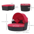 thumbnail image 2 of Ensemble de Lit de Jour Rond d'Extérieur 4 Pcs avec Auvent Rétractable, Mobilier de Salon en Rotin PE Osier avec Coussins Rouges, Chaise Longue Polyvalente pour Terrasse au Bord de la Piscine, au Jardin Ou dans la Cour Arrière, 2 of 7