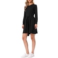 thumbnail image 4 of INSPIRE CHIC Knitted Sweater Dress for Women's Crew Neck Long Sleeve Ribbed Casual Midi Dress with Belt XL Black, 4 of 6