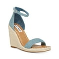 thumbnail image 3 of STEVE MADDEN Womens Blue Ankle Strap Comfort Submit Square Toe Wedge Buckle Espadrille Shoes 7.5 M, 3 of 4