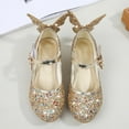 thumbnail image 7 of YMNXA Big Kids Children Girls Sandals With Adjustable Strap Soft Sole Non Closed Toe Sequins Fashion Formal Shoes For Dress Up Performances,Gold,9.5-10 Years, 7 of 7