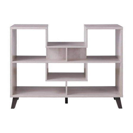 Bowery Hill Modern Wood 6-Shelf Display Console Table in White Oak