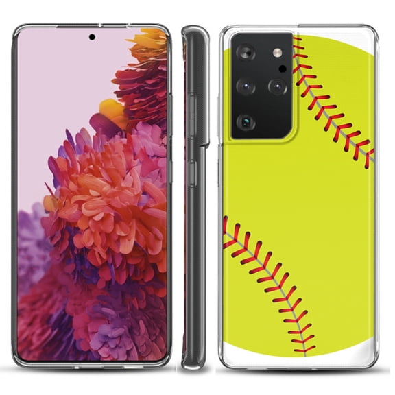 Slim-Fit Lightweight Protective Phone Case compatible with Samsung Galaxy S21 ULTRA 5G, by OneToughShield ® - Softball Green