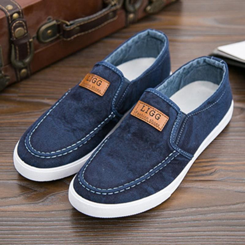 Fashion Men's Canvas Casual Denim Shoes Slip On Loafers Moccasin ...