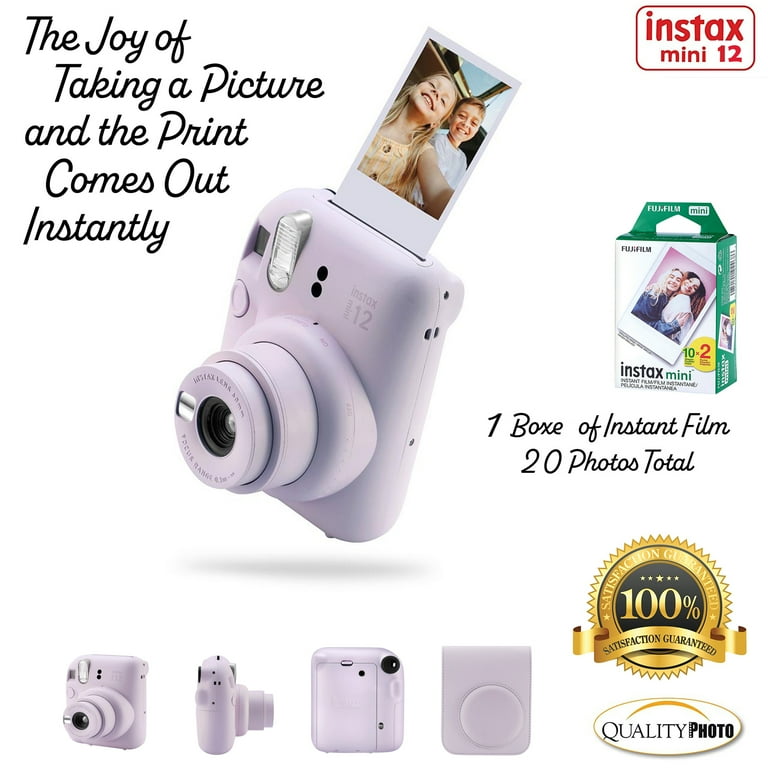 Fujifilm Instax Mini 12 Instant Camera Lilac Purple + MiniMate Accessory  Bundle & Compatible Custom Case + Fuji Instax Film Value Pack (50 Sheets)