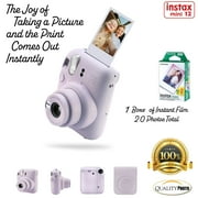 Fujifilm Instax Mini 12 Instant Camera with Case, 20 Fuji Films, Decoration Stickers, Frames, Photo Album and More Accessory kit (Lilac Purple)