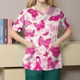 thumbnail image 4 of WTOBBY Women's Trendy Cross V-Neck Short Sleeve Overalls Featuring Double Layer Pockets Printed Scrub Top, Nursing Uniform Apparel for Professionals, Durable and Comfortable ,Beige L, 4 of 4