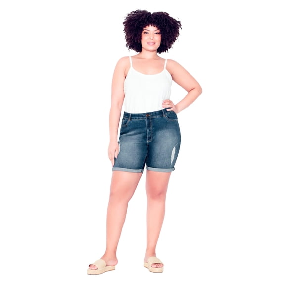 Avenue Women's Plus Size Giana Ripped Short