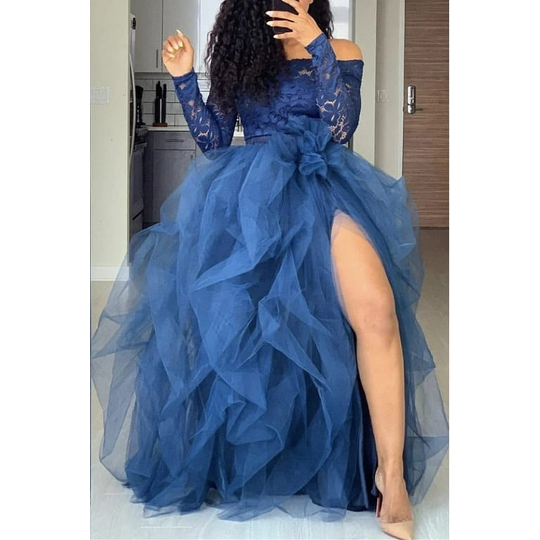 Women Maxi Tulle Tutu Skirt Layered High Waist A-Line Puffy