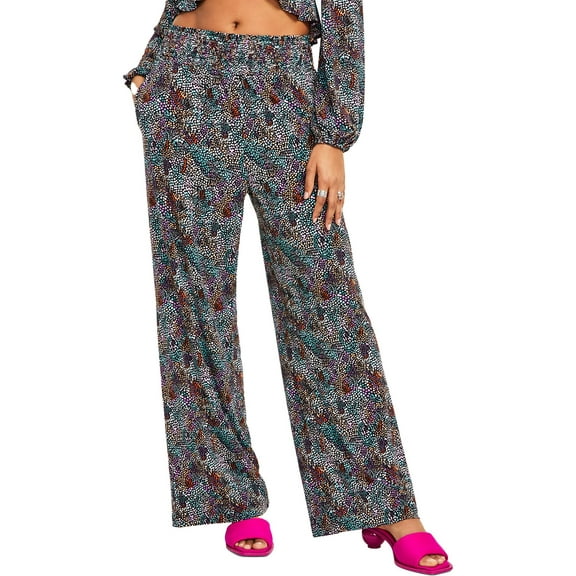Bar III Womens Petites Printed Polyester Wide Leg Pants