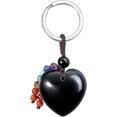 thumbnail image 1 of Llavero con borlas de cuentas de piedras preciosas ZHAOCHENG cuarzo rosa natural forma de corazón 7 chakras, 1 of 5