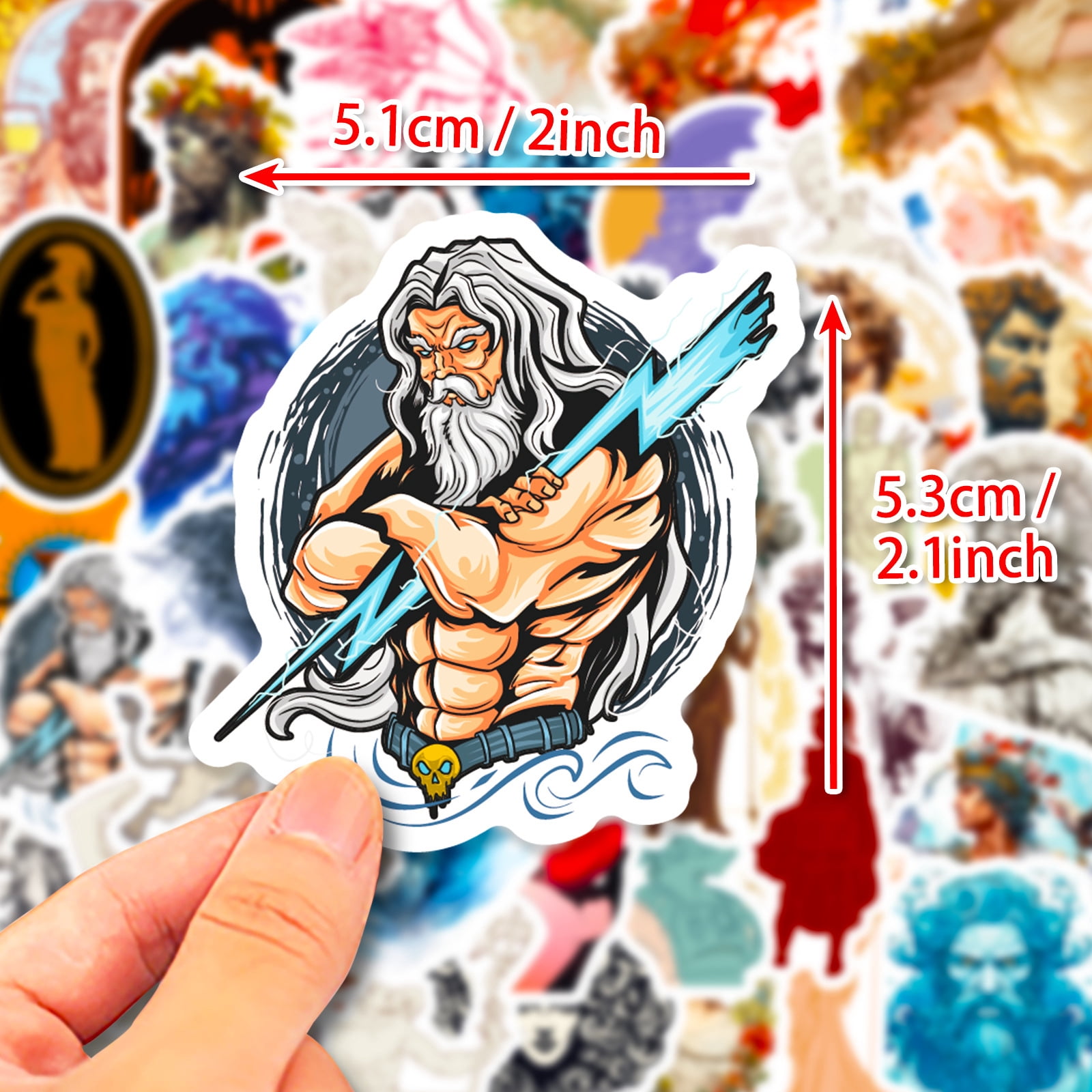 50 Pack Greek Mythology Characters Stickers - Trendy Waterproof, Reusable DIY Decals, Creative Journal Stickers, Handcrafted Decoration