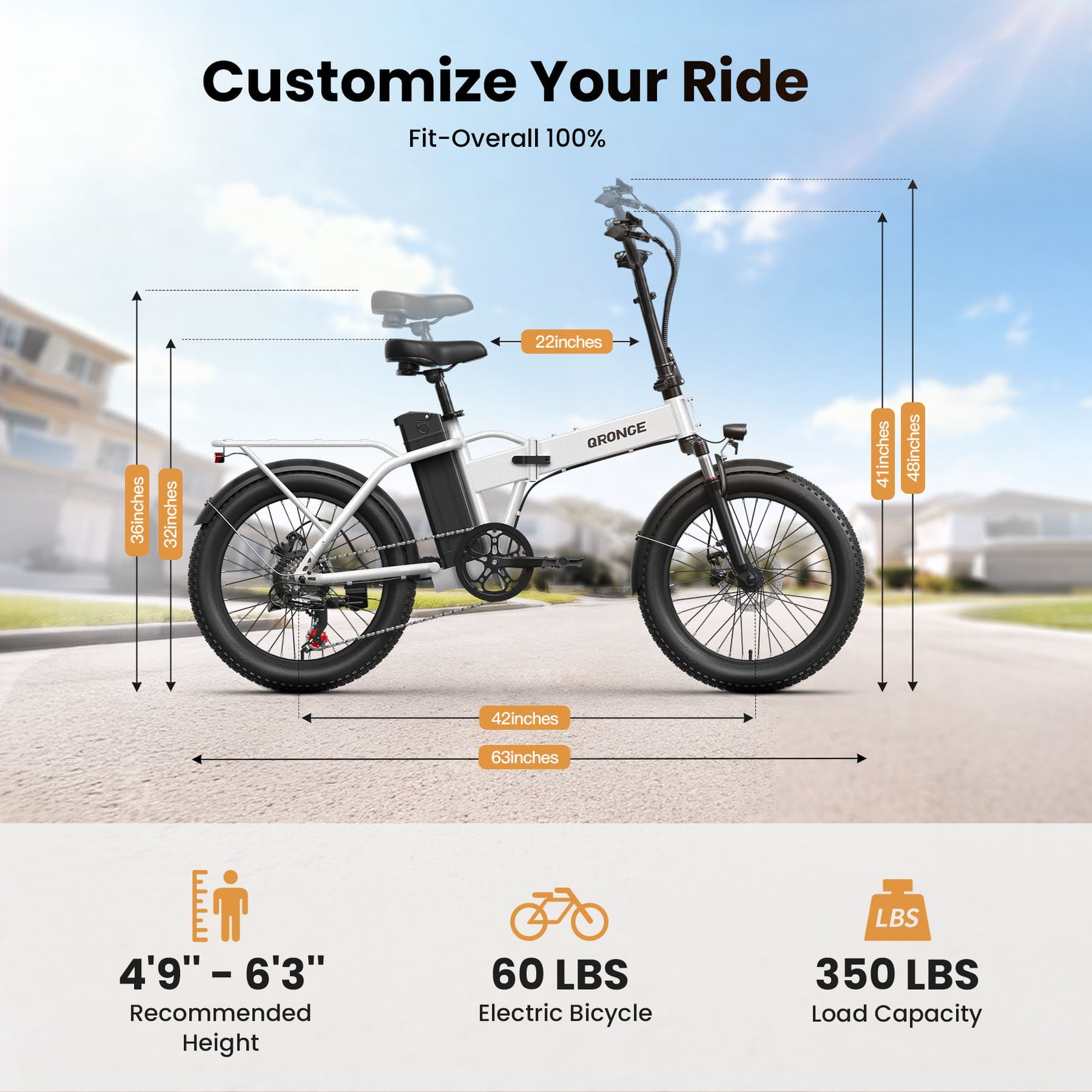 Folding Electric Bikes for Adults 1000W Peak Motor up to 70 Miles Range 28 mph Max Speed 20" x 3.0" Fat Tire Foldable Ebikes 48V 13.5AH Removable Battery 7-Speed E-Mountain Bikes, UL2849 by SGS