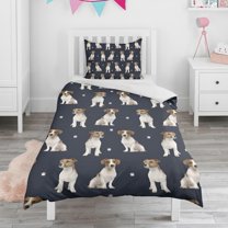 Jack Russell Terrier Duvet Cover and Pillowcase Set for Single Bedding, Bedroom Accessories for Kids Teens