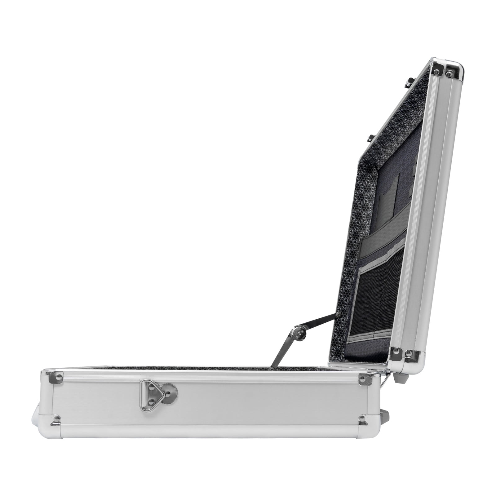 38*33*11 Rectangular Classic Locking Briefcase Aluminum Alloy Safety Box with Shoulder Strap(Silver White)