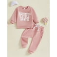 thumbnail image 4 of Gupgi 2pcs Fall Baby Boy Girl Long Sleeve Letters Print Pullover Solid Color Elastic Waist Sweatpants, 4 of 9