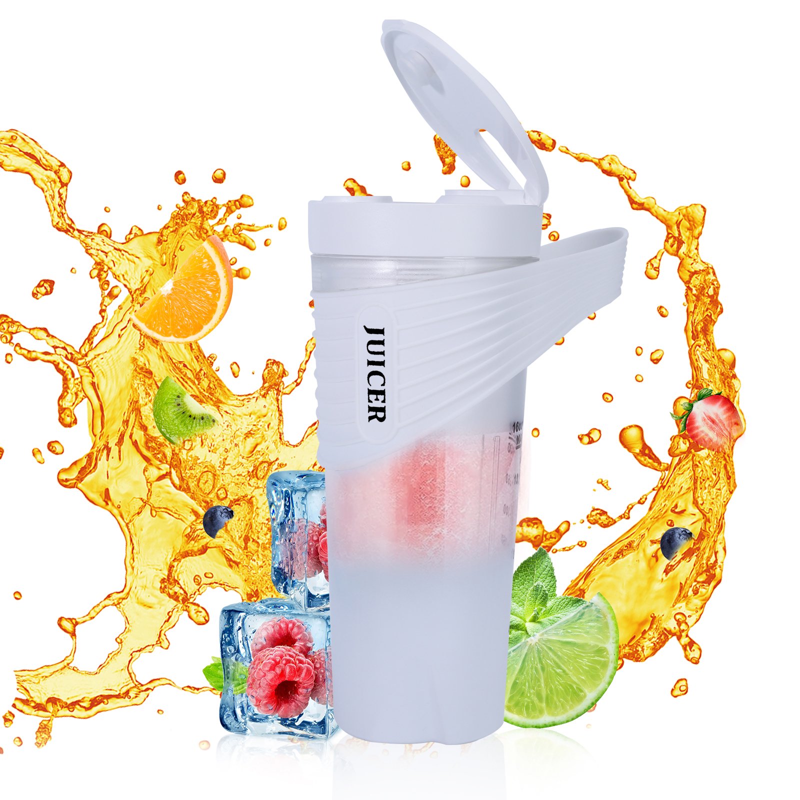 700 ML Blender portable, Mixeur portable pour smoothie, 22000 TR/min Puissant Mixeur Smoothie avec 6 Lames, Mini Mixeur avec Couvercle de Voyage pour Cuisine, Salle de Sport, Bureau (Blanc