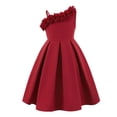 thumbnail image 3 of PRfgtbd Girls Party Dress Elegant One-Shoulder Dress Floral Sleeveless Ruffled Formal Gown Girl's Birthday Party Dress Flowy Sundress Cute Casual Dresses, 3 of 9