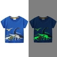 thumbnail image 6 of Baby Boy Summer Clothes Toddler Kids Boys Summer Glow in the Dark T Shirt Short Sleeve Dinosaur Print Breathable Tee Summer Tops Blue 12 Months-24 Months, 6 of 6