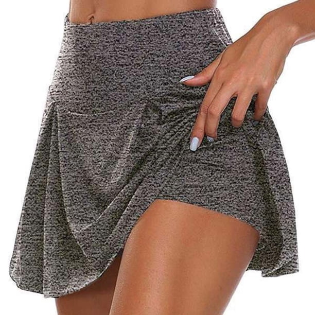 2023 Tenis para mujeres Baile Fitness Faldas deportivas sólidas Tenis femenino Correr Skort Active Athletic Yoga Fitness Falda corta Dengxun unisex