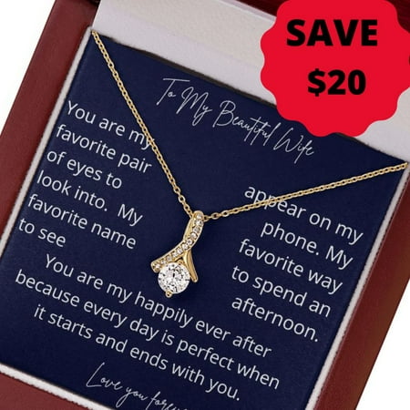 My Favorite Pair Necklace Anniversary Birthday Wife Present for Woman, White Alluring Necklace