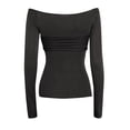 thumbnail image 4 of DHFJKG Long Sleeve Shirts For Women Off Shoulder Mesh Sheer Tees Sexy Slim Fit Stretchy See Through Going Out Stylish Tops, 4 of 5