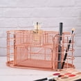 thumbnail image 3 of Rose Gold Desk Organizer Set  Large Metal Pen Holder with Accessories  Durable Stainless Steel Makeup Brush Cup  Multi Purpose Office Desk Organizer for Stationery  Sticky Notes  Paper Cl, 3 of 6