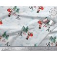 thumbnail image 2 of Soimoi Rayon Crepe Fabric Snowman,Santa & Tree Christmas Print Fabric by the Yard 46 Inch Wide, 2 of 3