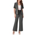 thumbnail image 2 of INSPIRE CHIC Women's Business Office Suit Set One Button Short Sleeve Blazer and Suit Pants XL Dark Gray, 2 of 6
