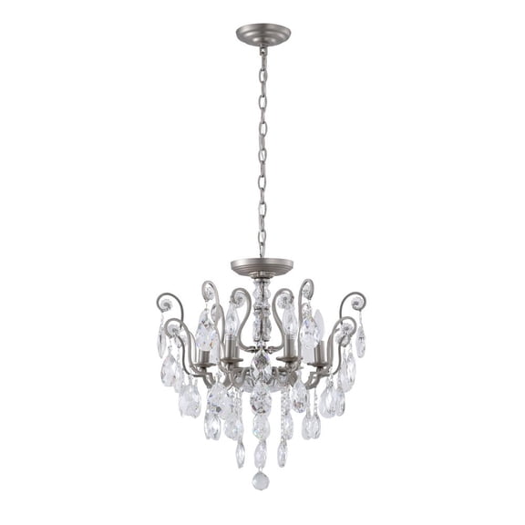 Bethel International Chandelier Pewter Iron & Crystal