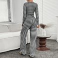thumbnail image 5 of Prolriy Fall Outfits, Womens 2 Piece Outfits Striped Long Sleeve Square Neck Cropped Top Wide Leg Pants Sets Sweatsuits Lounge Sets for Women Black L, 5 of 8