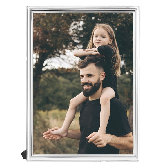 REGALWOVEN Smooth Metal Picture Frame Photo and Poster, Horizontal and Vertical Photo Formats Office Home Tabletop Silver 5x7