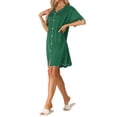 thumbnail image 4 of INSPIRE CHIC Women's Nightshirt Satin Short Sleeve Sleepshirt Button Down Pajama Nightgown M Green, 4 of 6
