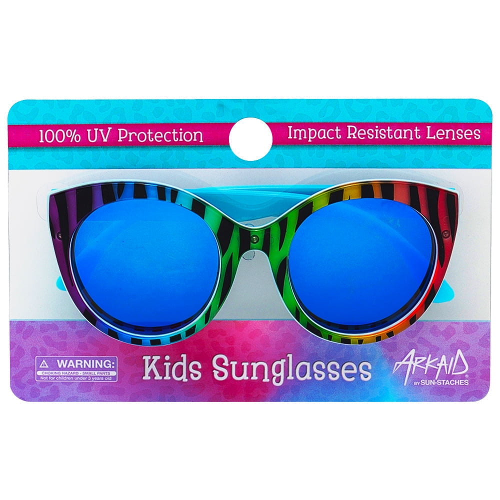 Girls Rainbow Zebra Cat Eye Kids Sunglasses