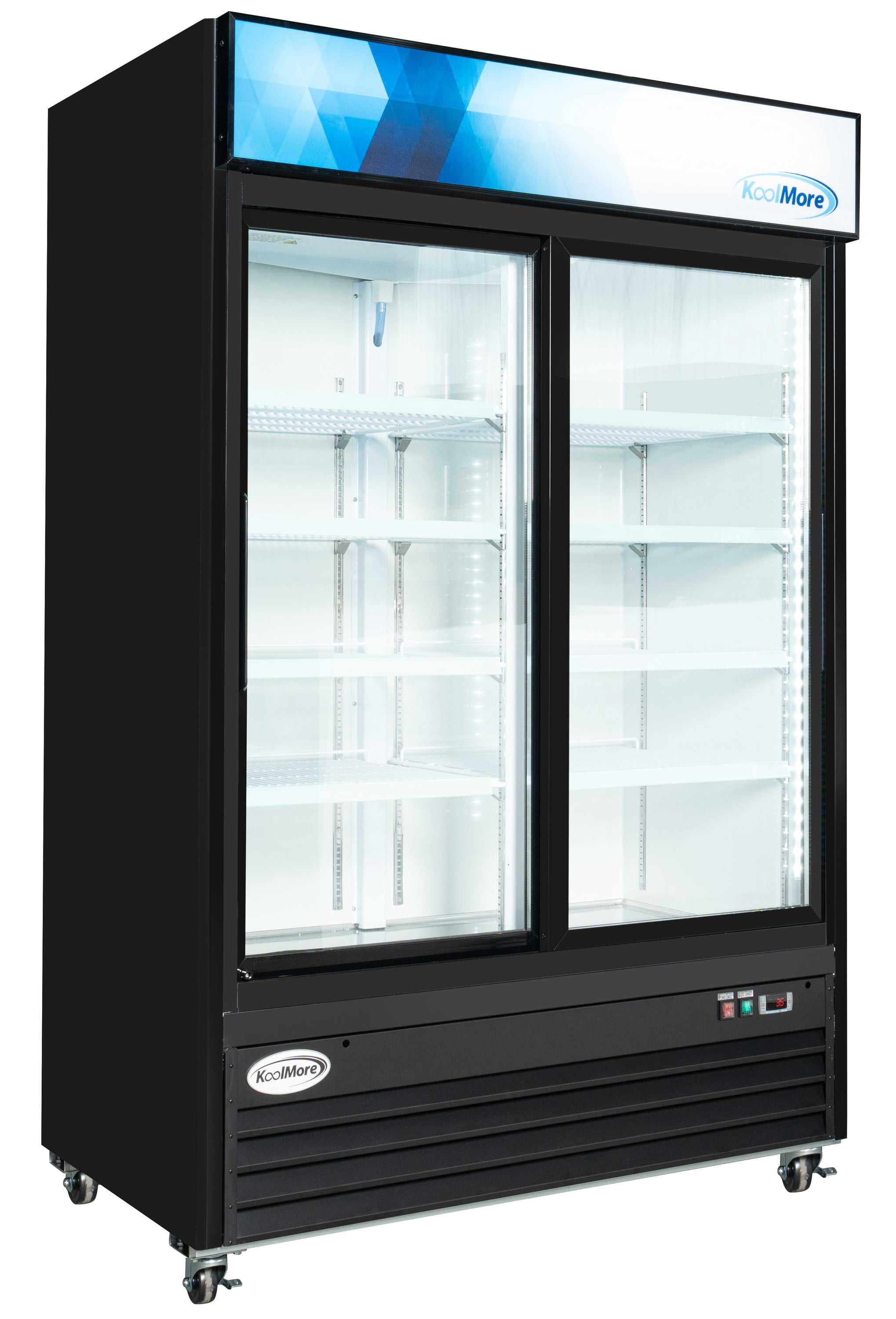 KoolMore 53 in. Commercial Two-Glass-Door Display Refrigerator Merchandiser with LED Lighting - 45 Cu. ft.