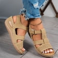 thumbnail image 5 of IEMIEMIEM Women's Wedge Orthopedic Sandals Comfortable Open Toe Summer Sandals Comfortable Hollow Out Sandal with Arch Support Brown 6.5 Wide, 5 of 8