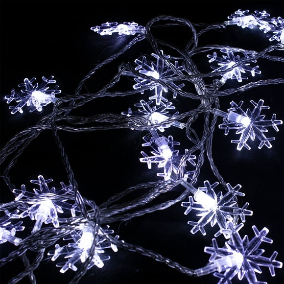 Serie de Luces Navideña Copo De Nieve 20 Focos Led Luz Blanca Importadora La Merced 4 Mts
