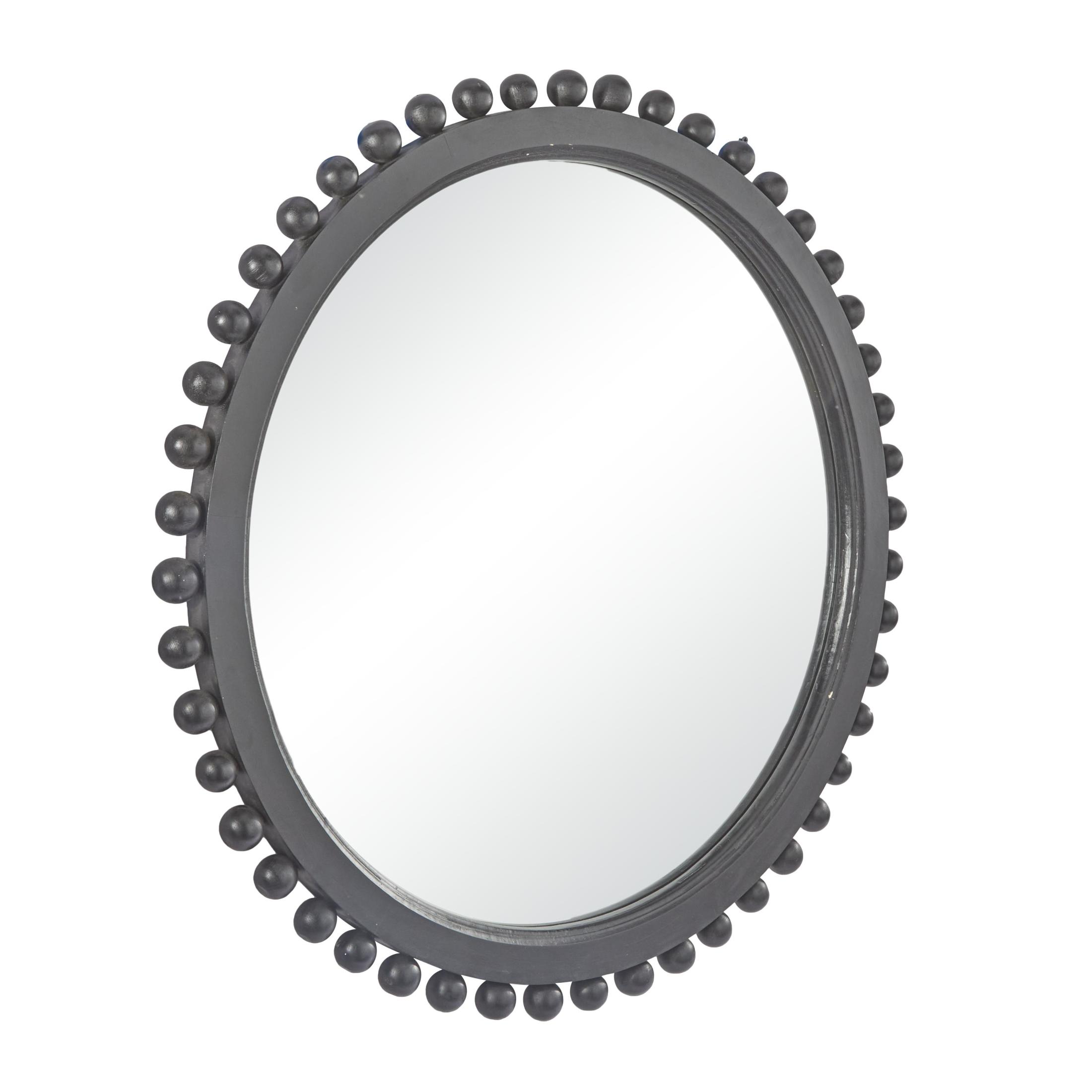 DecMode 35" x 35" Black Wall Mirror with Beaded Detailing
