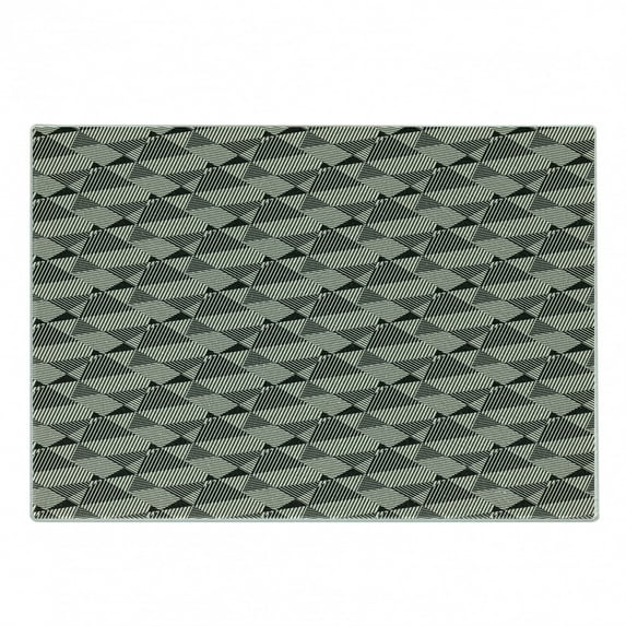 Abstract Cutting Board, Complex Geometric Triangles with Scrapbook Style Stripes Minimal, Decorative Tempered Glass Cutting and Serving Board, in 3 Sizes, by Ambesonne