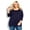 Blue, variant on Avenue Plus Size 3/4 Sleeve Swing Trim Top Black 20W