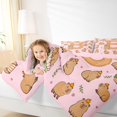 thumbnail image 3 of Manfei Sweet Capybara Queen Comforter Set,Cartoon Letter B Comforter Sets Queen,Pink Brown,Pink Reversible,3-Piece,1 Comforter and 2 Pillowcases, 3 of 7
