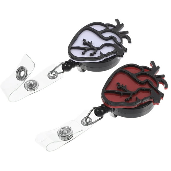 Soimiss 2Pcs Portable Heart Shape Badge Reels with Alligator Clip for Daily Use