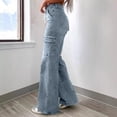 thumbnail image 5 of uublik Cargo Jeans for Women Trendy High Waisted Stretchy Casual Denim Pants Baggy Trousers, Blue, 5 of 6