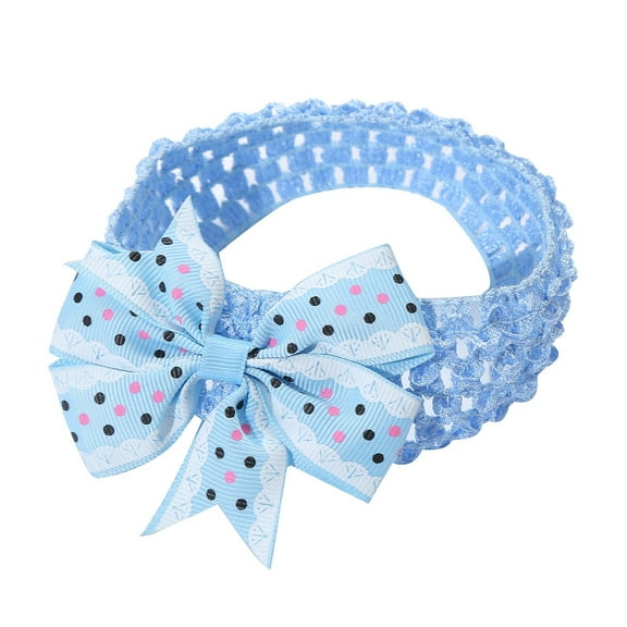 MHZLDYZ Baby Girl Headbands 0-3 Months Toddler Baby Girls Headband Dot Prints Bowknot Elastic Hair Band for Infant Newborn Headband Head Bands for Baby Girls 0-6 (Blue,One Size)