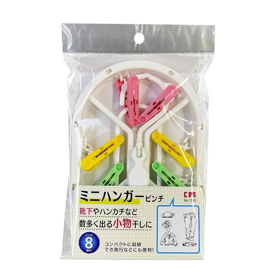 XIEULQP Heavy-Duty Laundry Drying Rack with Clips - 8 Pins Garment Organizer for Undergarments/Towels/Scarfs, No-Slip Clothespin Hanger System