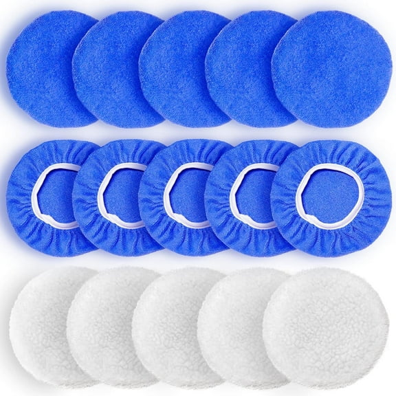 15 Pieces Car Orbital Buffer Polisher Pad Bonnet Microfiber Max Bonnet Polishing Buffing Pad Cover(5-6 Inches)