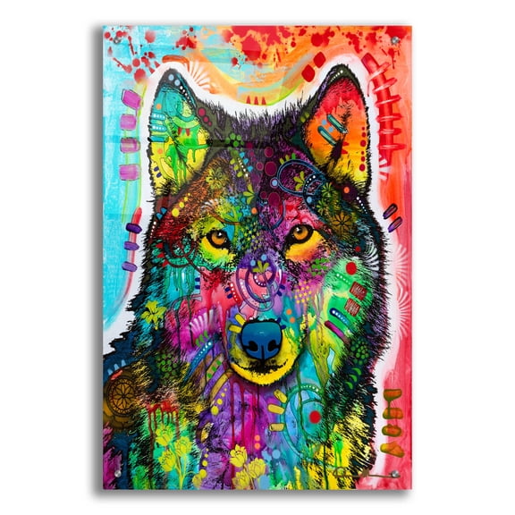 Epic Art 'Wolf 3' by Dean Russo, Acrylic Glass Wall Art, 24"x36"