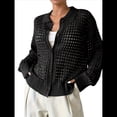 thumbnail image 1 of Cárdigan de Crochet para Mujer, Suéter Ahuecado, Suéter de Larga con Botones, Top de Punto Negro XL, 1 of 9