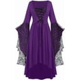 thumbnail image 2 of Witch Dress for Women Lace Square Neck Batwing Sleeve Halloween Dresses Adult Gothic, 2 of 5