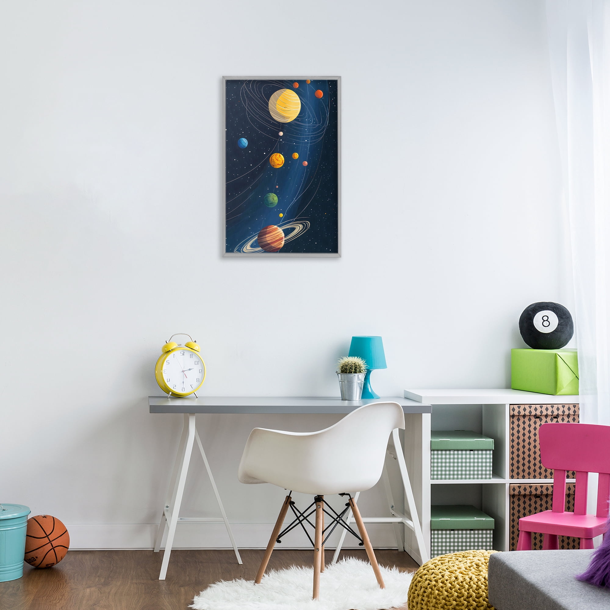 Stupell Industries Planets Aligned in Celestial Orbit Gray Framed Giclee Art, design by Creative Studio